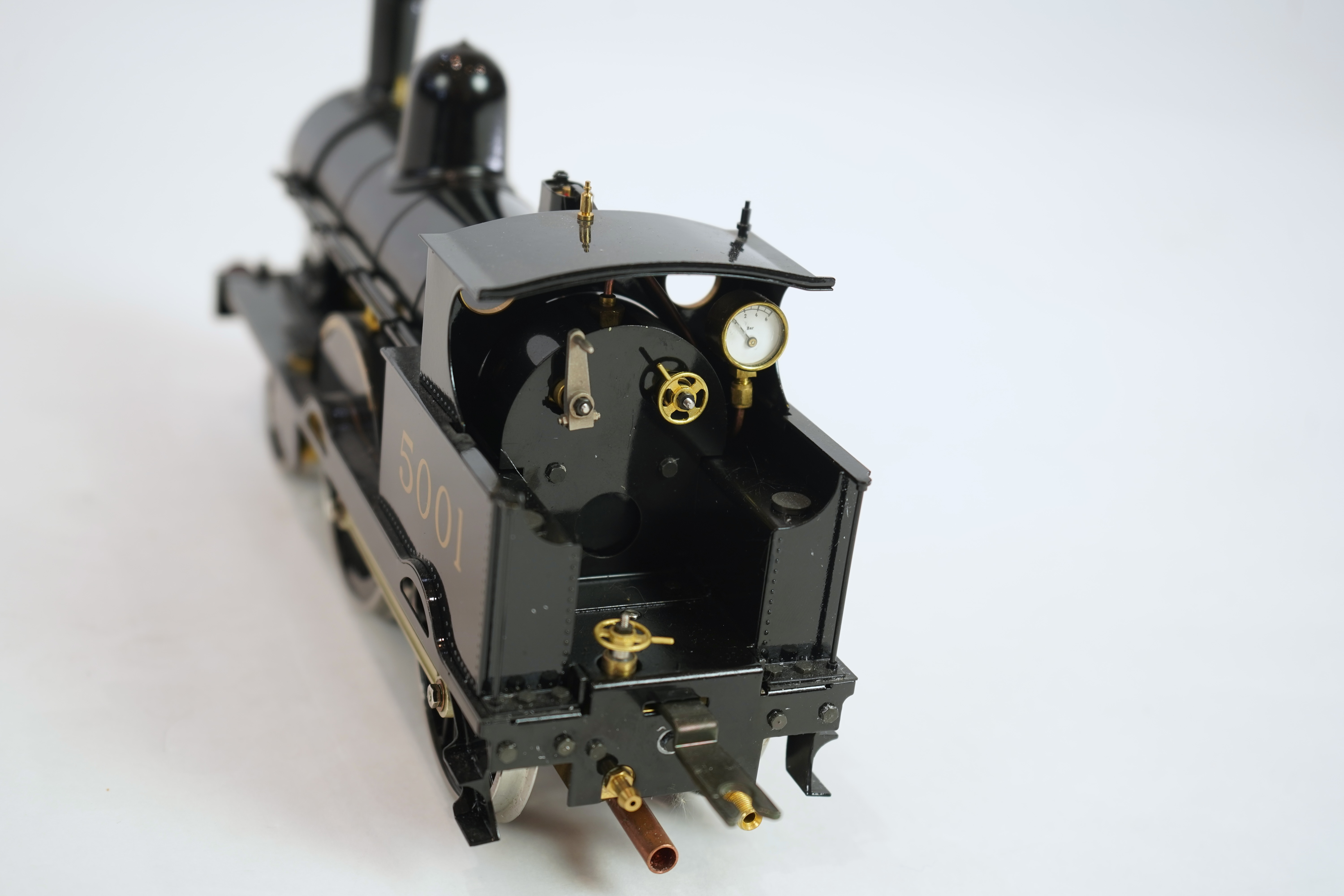 A Gauge One Aster Hobbies live steam LMS Precedent Class, 2-4-0 tender locomotive, in the final unlined black livery as Snowdon 5001, with spirit fired working two cylinder motion.